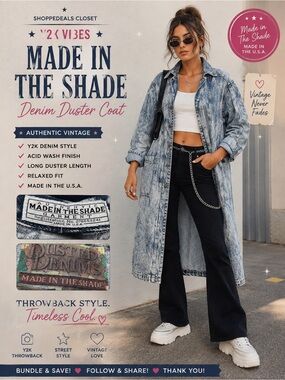 Made In The Shade Dusted Denims Denim Duster Jacket – Vintage Longline Coat